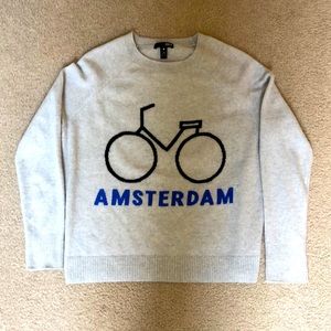 Light grey cashmere Amsterdam sweater with bicycle